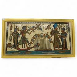 Large papyrus framed scroll in a gold painted glazed frame 