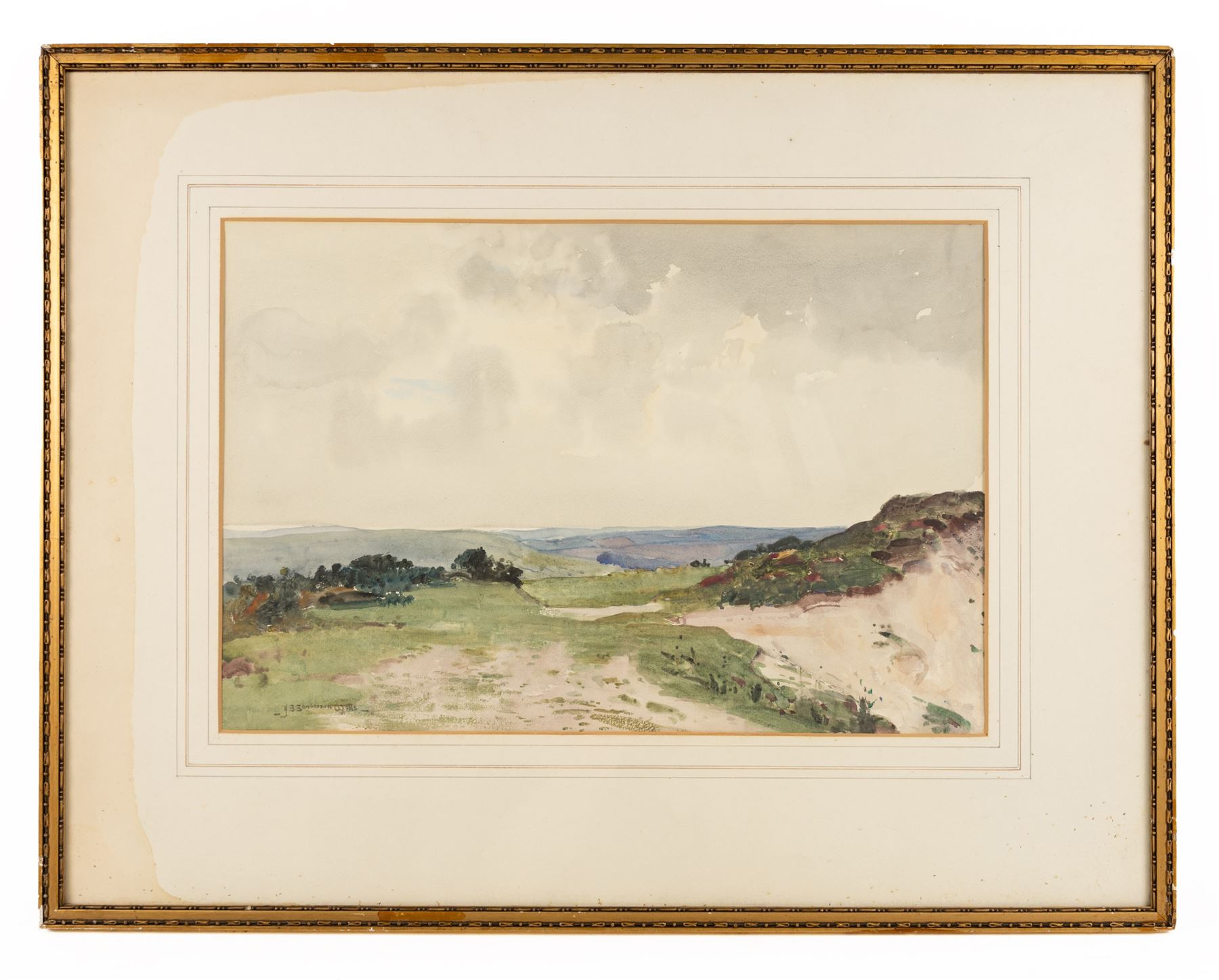 John Sanderson Wells (British 1872-1955): Upland Landscape, watercolour signed 32cm x 46cm