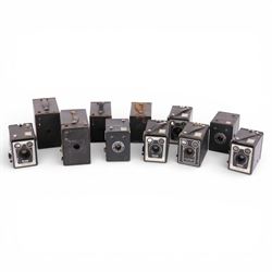Collection of Kodak Brownie box cameras, including six-20s and model 2s
