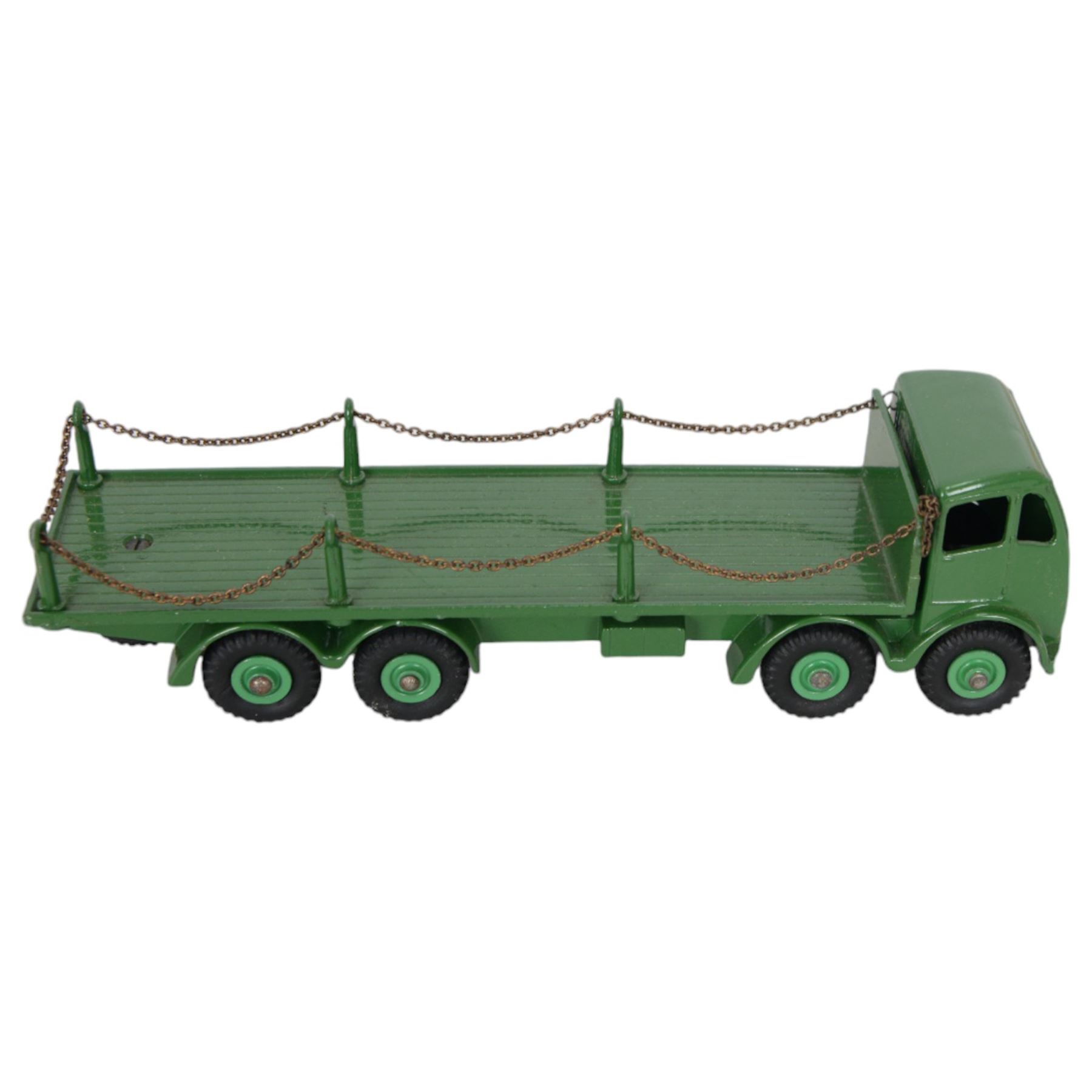 Two Meccano Dinky Supertoys diecast models, comprising Foden Flat Truck with Tailboard no. 903, in blue and orange finish, and Foden Flat Truck with chains, in green finish, both boxed, no. 905 in dual numbered box