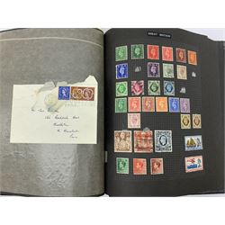 Great British and World stamps in one album including GB Queen Victoria penny black , red MX cancel,  King George VI Ascension, Queen Victoria and later Canada, French Colonies, India, Spain etc