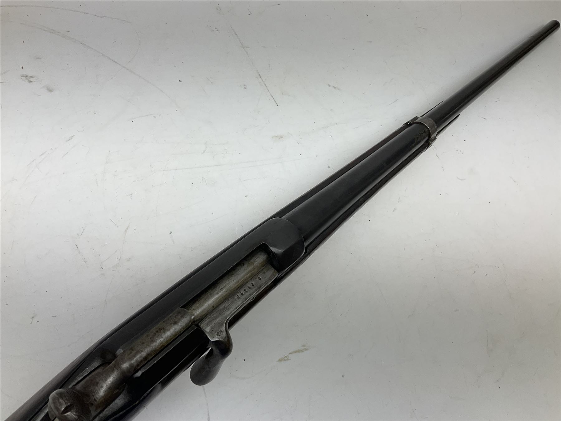 19th century Belgian Gras 12-bore (from 11-bore) bolt-action single barrel shotgun with 80cm barrel No.G85345 L127cm overall. Deactivated to early specification so requires re-deactivation to modern standards RFD ONLY - Disposed 25.06.25 - Notified 24.07.25