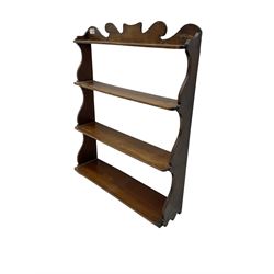 19th century mahogany four-tier open bookcase or wall rack