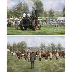 Clive Madgwick (British 1939-2005): Horse and Tractor Show at 'Hadleigh Show', pair oils on canvas signed, titled on artist's studio labels verso 34cm x 55cm (2)