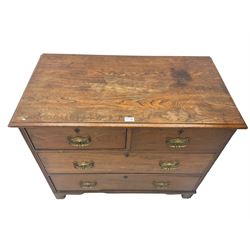 Edwardian elm chest, fitted with two short and two long drawers, on bracket feet