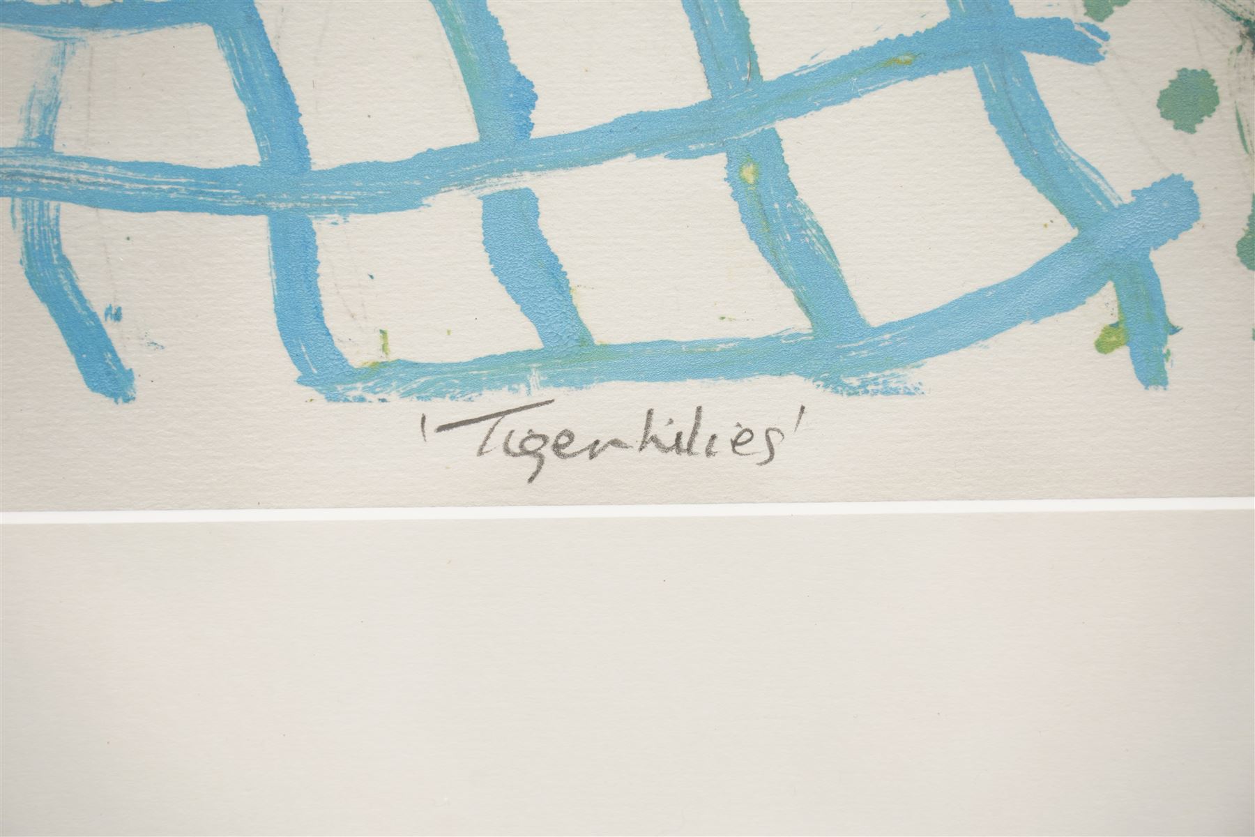 Gillian Ross Kelsey (British 1935-2025): 'Tiger Lilies', acrylic monoprint signed and titled in pencil 50cm x 50cm