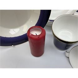 Wedgwood Midnight pattern tea and dinner wares, comprising seven cups and saucers, large jug, eight soup bowls, two large bowls, together with wedgwood citrons coffee wares