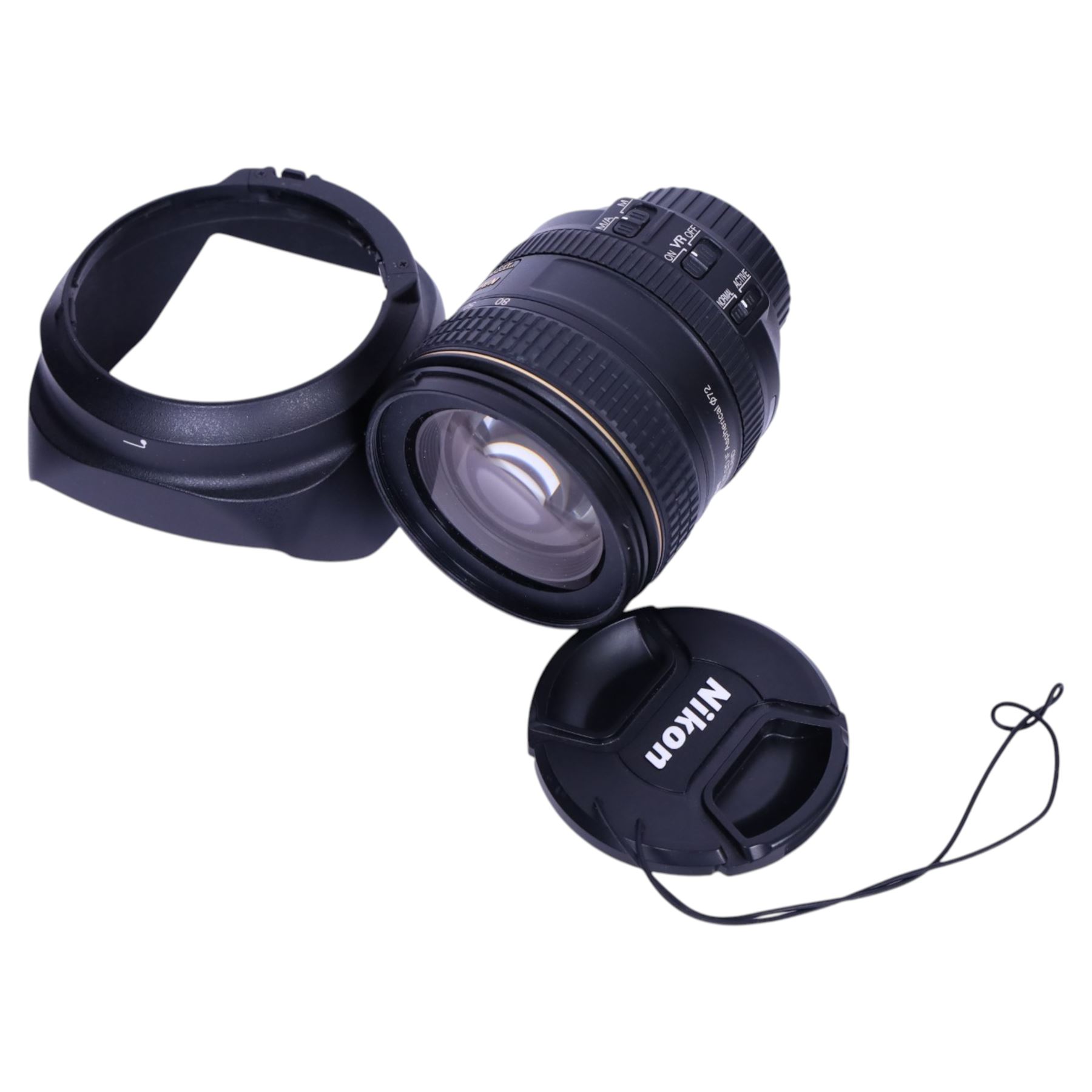 Three DSLR camera lenses, comprising Nikon Nikkor AF-S DX 35mm f/1.8G, boxed, Tokina AT-X Pro 11-16mm F28 Aspherical lens, boxed and Nikon Nikkor AF-S 16-80mm 1:2.8-4E ED lens and a 