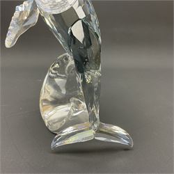 Swarovski Crystal humpback whale, Paikea, with crystal name plaque, H16cm