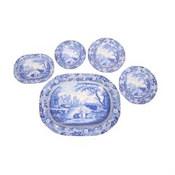 19th Century, Brameld & Co, Castle of Rochefort pattern meat platter, serving dish and thr...