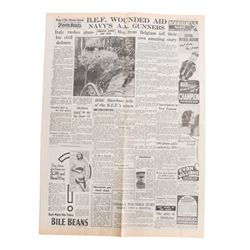 Dunkirk; Daily Express newspaper Friday May 31 1940, reporting on Dunkirk and the evacuation