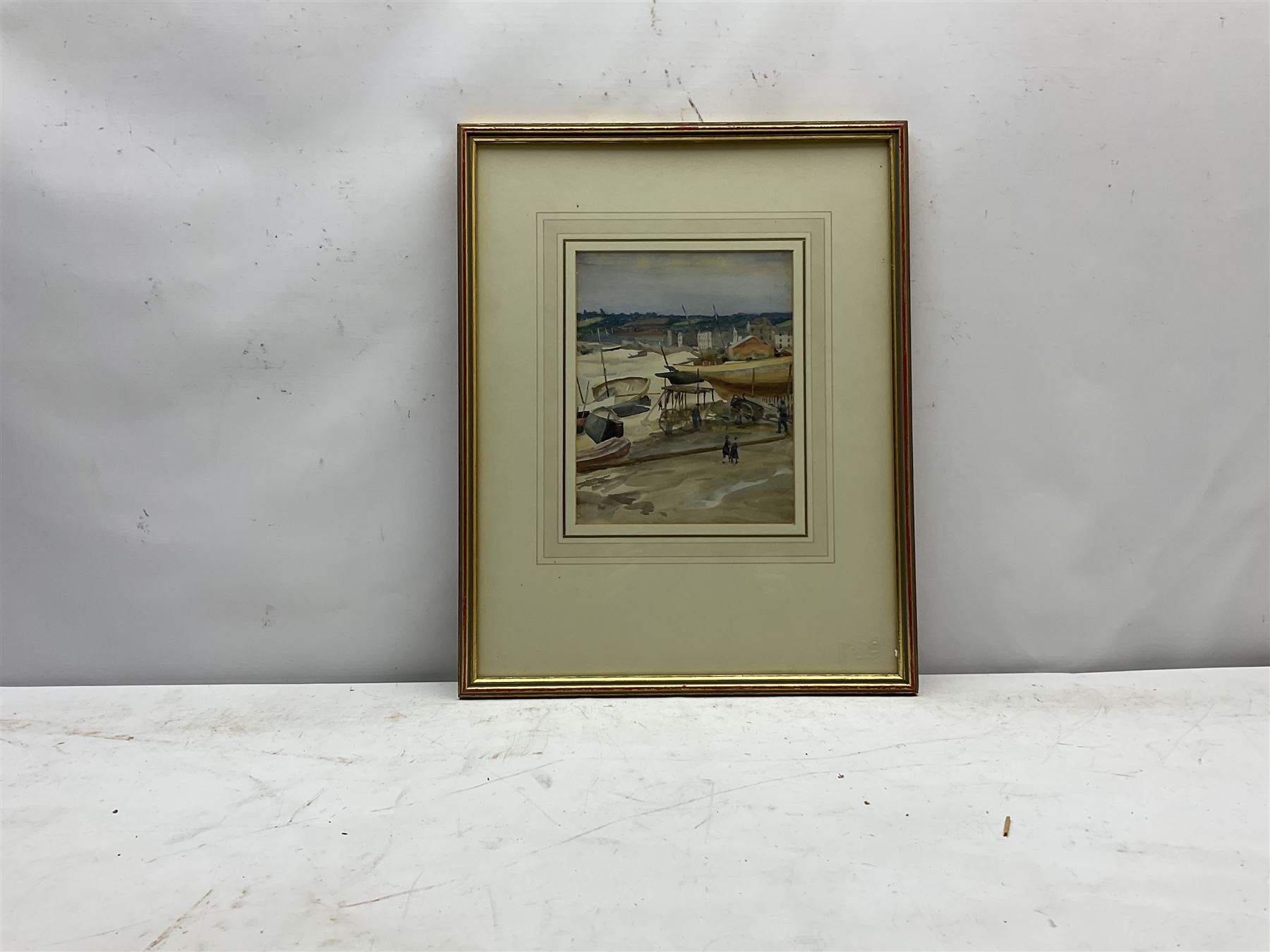 Thomas Cooper Gotch (Newlyn School 1854-1931): 'The Beach at Newlyn Cornwall', watercolour unsigned, titled verso 23cm x 18cm
Provenance: with The Fine Art Society, exh.March 1984 No.11636, label verso