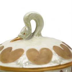 Ernst Wahliss for Turn Wien Austrian Art Nouveau dressing table set, comprising tray, pair of trinket boxes, ring tree and a pair of candle sticks, decorated with maidens and stylised flowers, tray unmarked, tray 42.5cm x 24cm