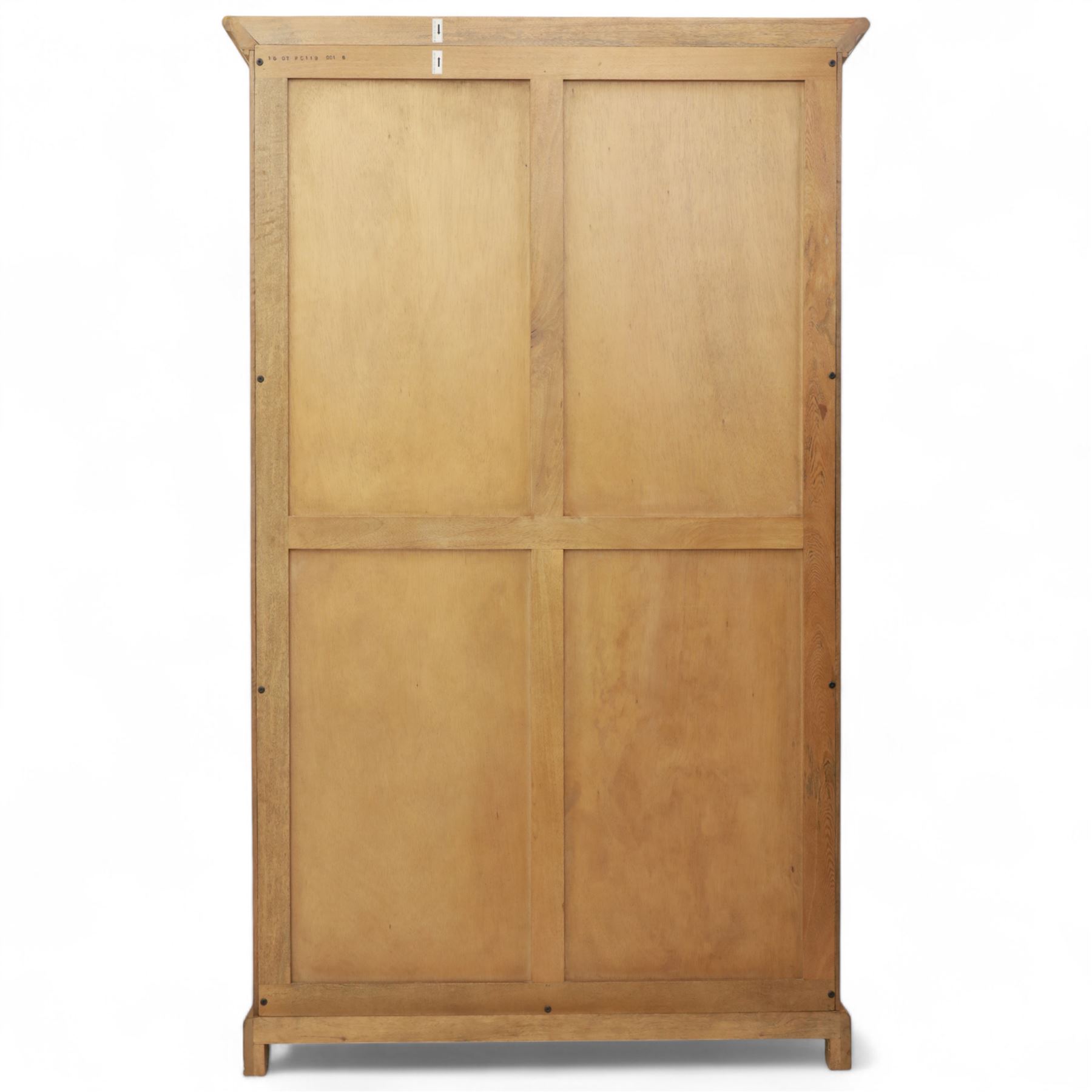Barker & Stonehouse - Contemporary mango wood double wardrobe, panelled doors with contrasting inlaid borders and faux central lock, raised on shaped bracket feet