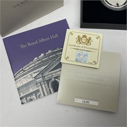 The Royal Mint United Kingdom 2021 'The 150th Anniversary of the Royal Albert Hall' silver proof piedfort five pound coin, cased with certificate