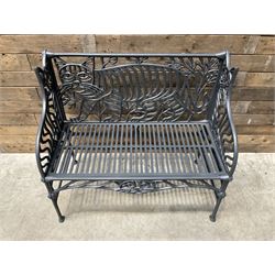 Richard Bawden (1936-2024); - Cat design painted cast iron garden bench