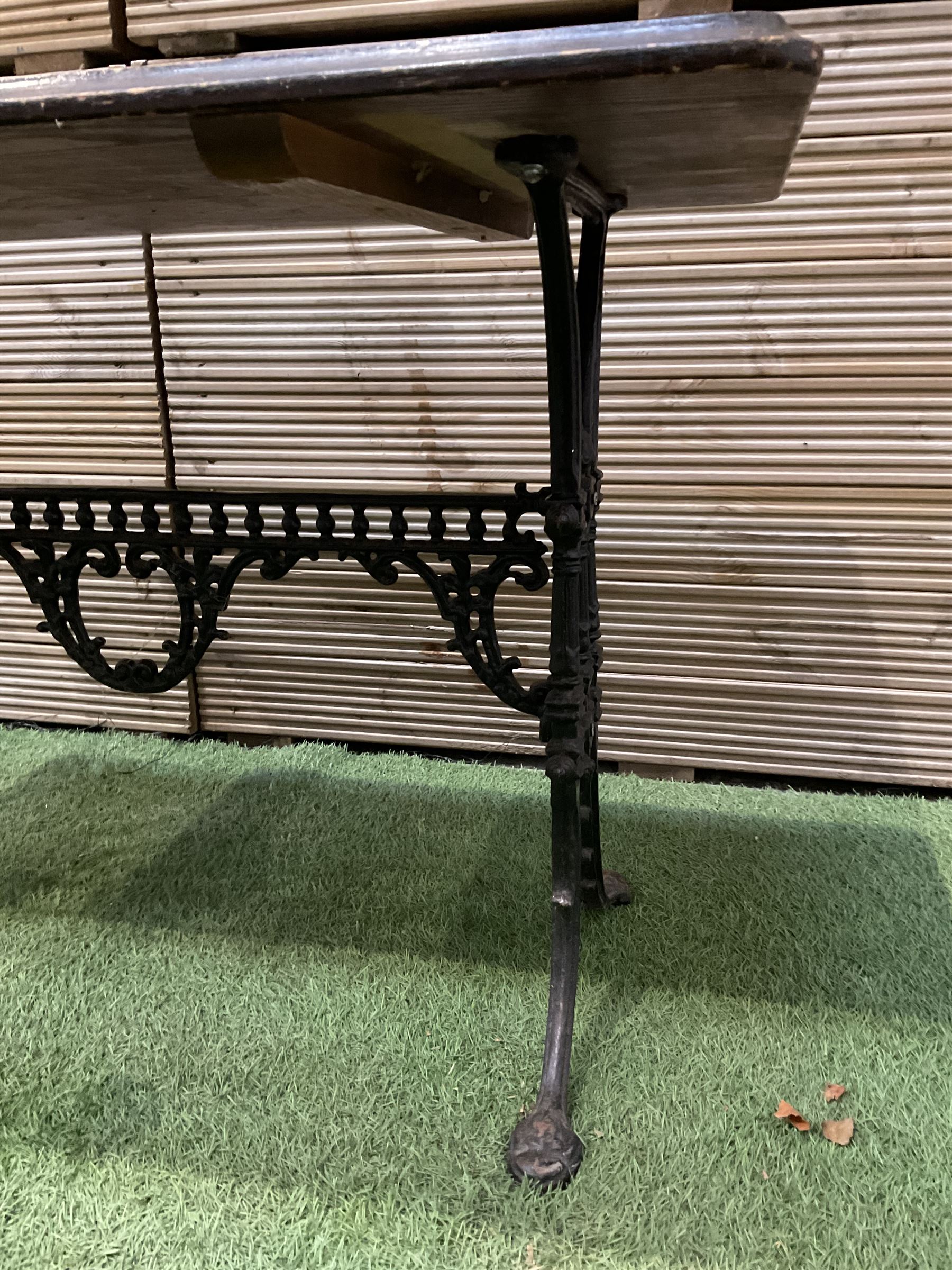 Britannia cast iron pub table, an ornate cast iron rectangular pub table, and three cast iron table bases (5) - THIS LOT IS TO BE COLLECTED BY APPOINTMENT FROM DUGGLEBY STORAGE, GREAT HILL, EASTFIELD, SCARBOROUGH, YO11 3TX