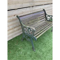 Cast metal and wood slatted garden bench - THIS LOT IS TO BE COLLECTED BY APPOINTMENT FROM DUGGLEBY STORAGE, GREAT HILL, EASTFIELD, SCARBOROUGH, YO11 3TX