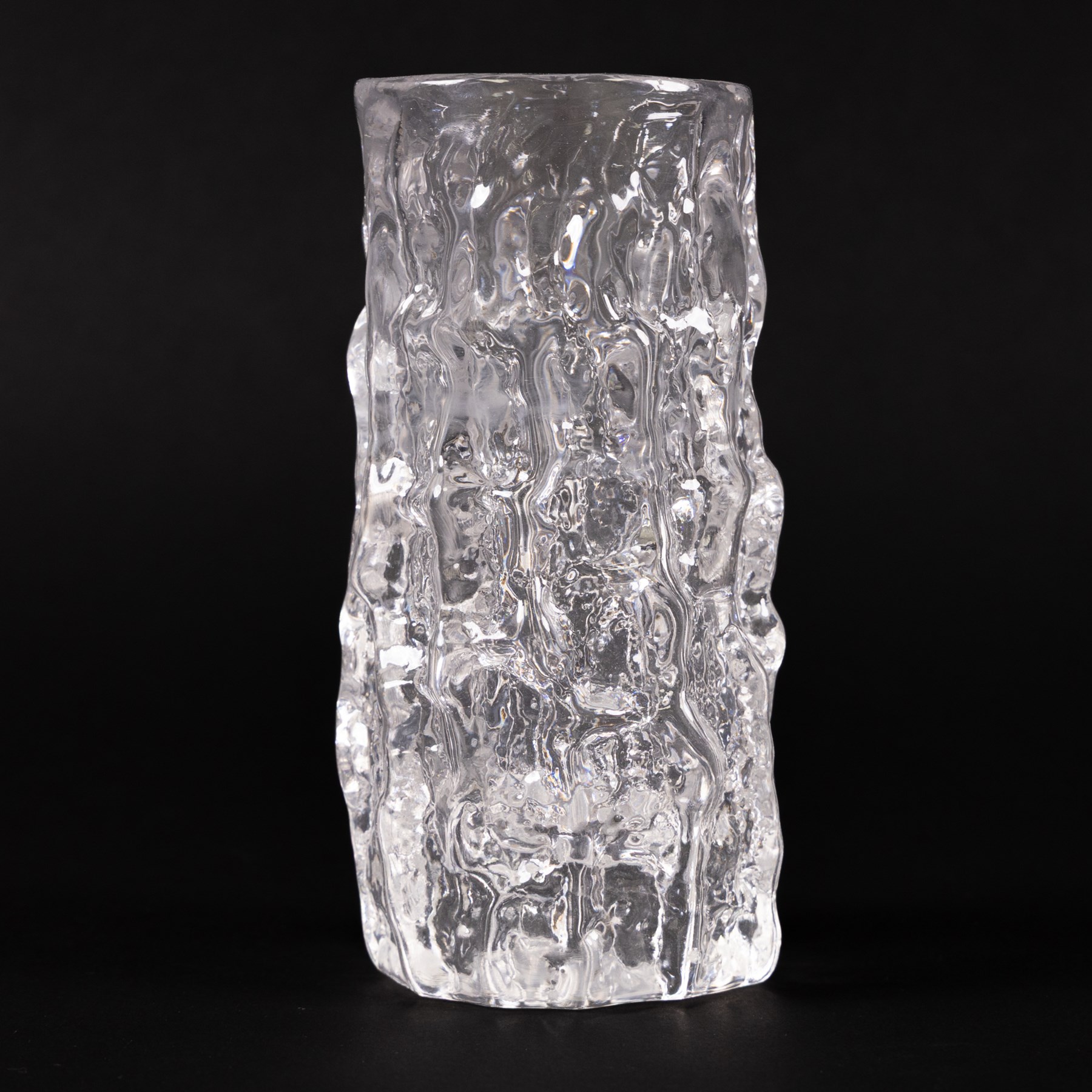 Geoffrey Baxter Whitefriars clear Tree bark vase, H15cm