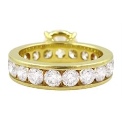 18ct gold single stone old cut diamond ring of approx 2.80 carat, with eighteen round brilliant cut diamond set shank of approx 3.00 carat, total diamond weight approx 5.80 carat