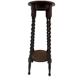 Circular reproduction regency style dining table, Georgian mahogany dressing table mirror, early 20th century upholstered armchair, early 20th century barley twist plant stand and a black finish fluted column stand (5)