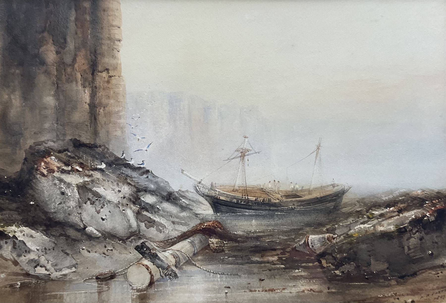 Henry Barlow Carter (British 1804-1868): Wreck off Flamborough Head, watercolour with scratching out signed and dated 1847, 30cm x 44cm 
Provenance: from The Bell Hotel, Driffield; purchased Dee Atkinson & Harrison 14th September 2007 Lot 506