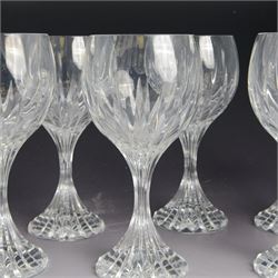 Set of seven Baccarat wine glasses in Massena pattern, H17cm