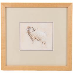 HC Schofield (British 20th Century): Sheep and Ram, two watercolours signed 10cm x 12cm (2)