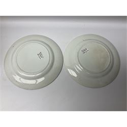 19th century Prattware table ware to include an oval footed dish decorated with a scene after Landseer 'Highland Music', retailed by James Muggleton L27.5cm, ‘The Truant’ plate after T. Webster, 'Blind Man's Buff' & 'Snap Dragon' tea plate, two side plates with malachite printed borders and others (17)