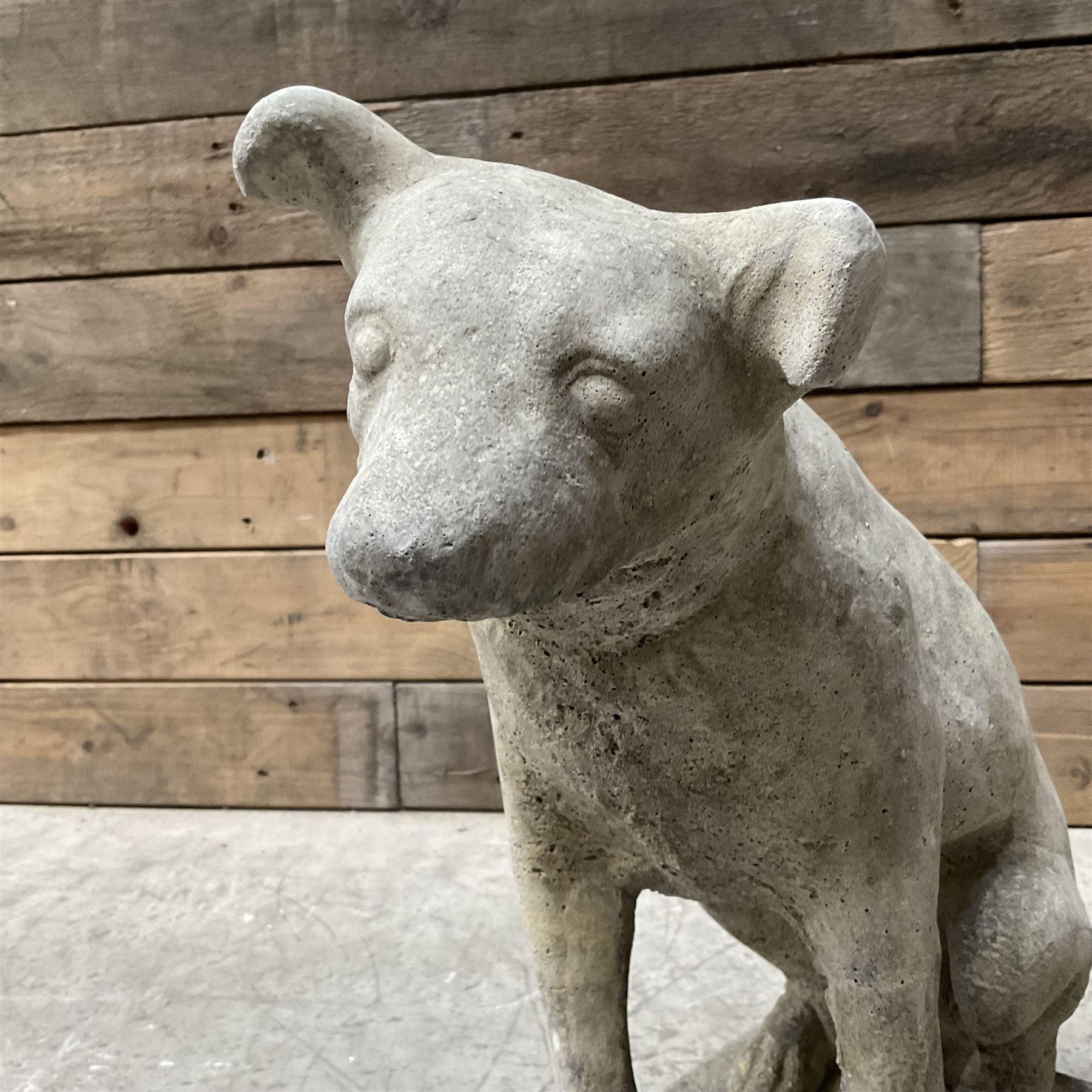Cast stone garden figure of a Jack Russell terrier