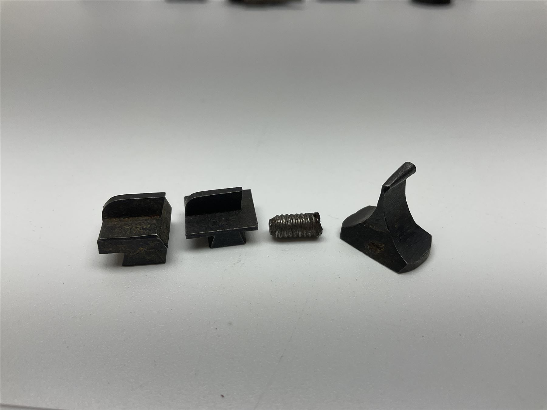 Collection of rear sights and mounts etc including Fraser Edinburgh patent pending no.28330, Martini Henry, part Mauser, .303 No.4 etc