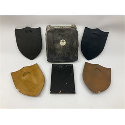 Terry Pratchett Discworld plaques, designed by Clarecraft, comprising 'the First Discworld Event Clarecraft August 95', the collectors guild joining shield, the fools guild DW99C, the seamstresses guild DW98C, the musicians guild DW00C together with 'Door of the mended drum' wall hanging DW17. 