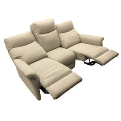 Rogers of York - three seat electric reclining sofa (W185cm), and matching two seater (W135cm), upholstered in beige fabric