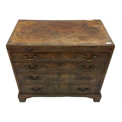 George III mahogany bachelors chest, fitted with slide above four graduating drawers, crossbanded top
