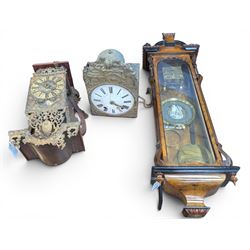 Reproduction Dutch lantern clock, eight day clock movement and a walnut cased regulator clock for restoration