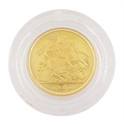 Queen Elizabeth II 1980 gold proof half sovereign coin, cased with certificate