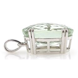 18ct white gold single stone oval briolette cut zoisite pendant, hallmarked, zoisite approx 14.00 carat