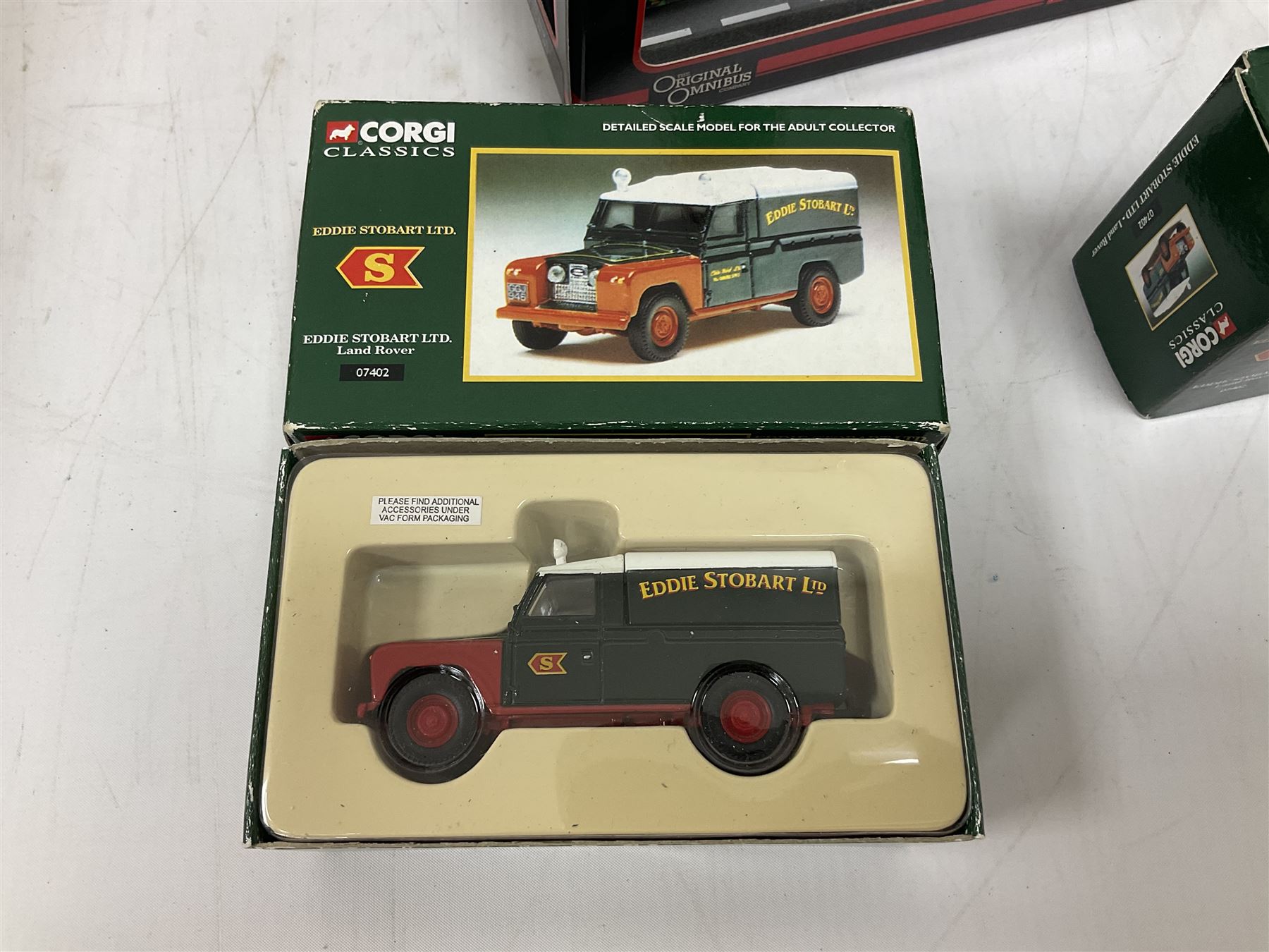 Corgi Eddie Stobart - eighteen promotional and advertising models including heavy haulage vehicles, coach, figures etc; and five others by Saico, Lledo and Atlas Editions; all boxed (23)