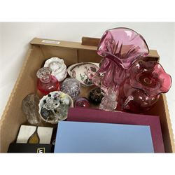 Various small items, including silver cased pocket watch, hallmarked, Royal Mint 2003 coronation anniversary silver proof five pound coin, Caithness paperweight, Royal Worcester and Royal Doulton figures of ladies, glass items etc
