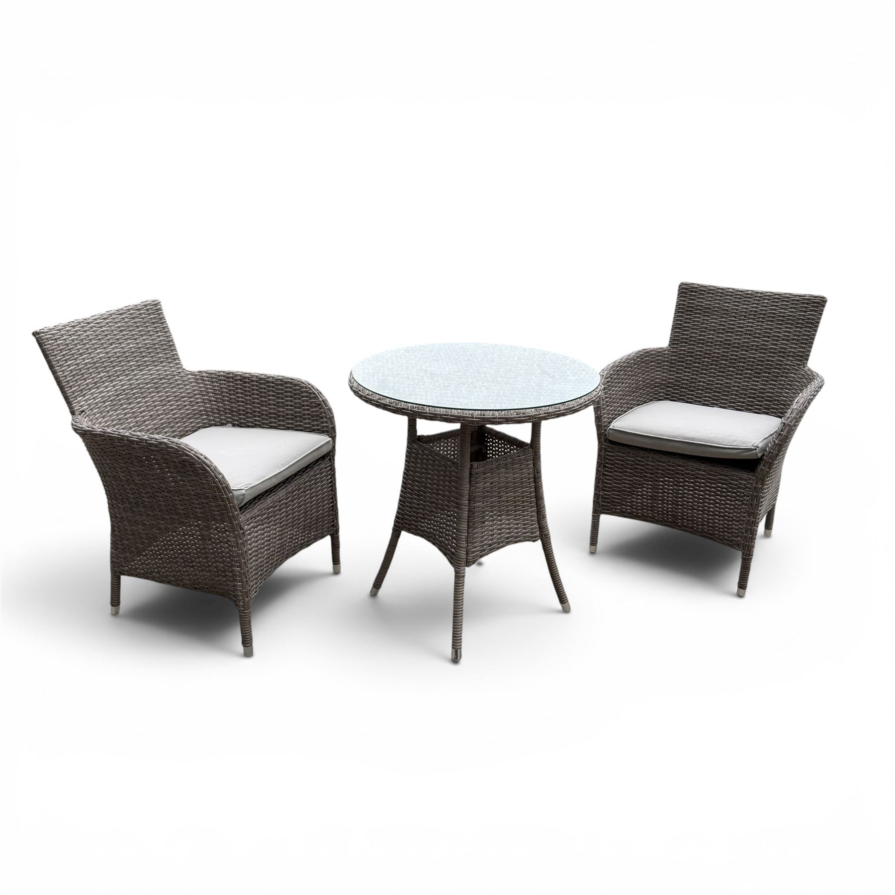 LG Outdoor - rattan bistro set, comprising two armchairs and table with tempered glass top