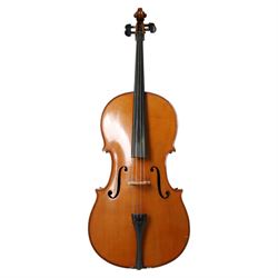 19th century cello, with two piece back, ebonised finger board and pegs, contained within ...