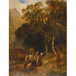 George Cole (British 1810-1883): 'The Logging Team', oil on board possibly signed 25cm x 20cm