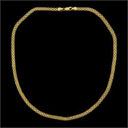 18ct gold fancy fine flattened link chain necklace, stamped 750 with Sheffield mark