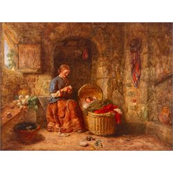 Alfred Provis (British 1818-1890): Peeling Turnips, oil on panel signed and dated 1879, 26cm x 35cm
