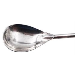Mid 20th century silver cocktail spoon by Georg Jensen, the handle with tapered terminal, impressed on underside USA Georg Jensen Inc. Sterling 310, L32.4cm, approximate total weight 2.22 ozt (69 grams)