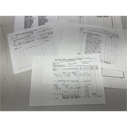 George VI General Service Medal with two clasps for Palestine 1945-48 and Cyprus and MID oak leaf awarded to 14887162 Sjt. C.F.A. Lloyd R.A.M.C. together with WW2 War Medal 1939-1945; both with ribbons; and quantity of photocopied research material including Army Records and London Gazette