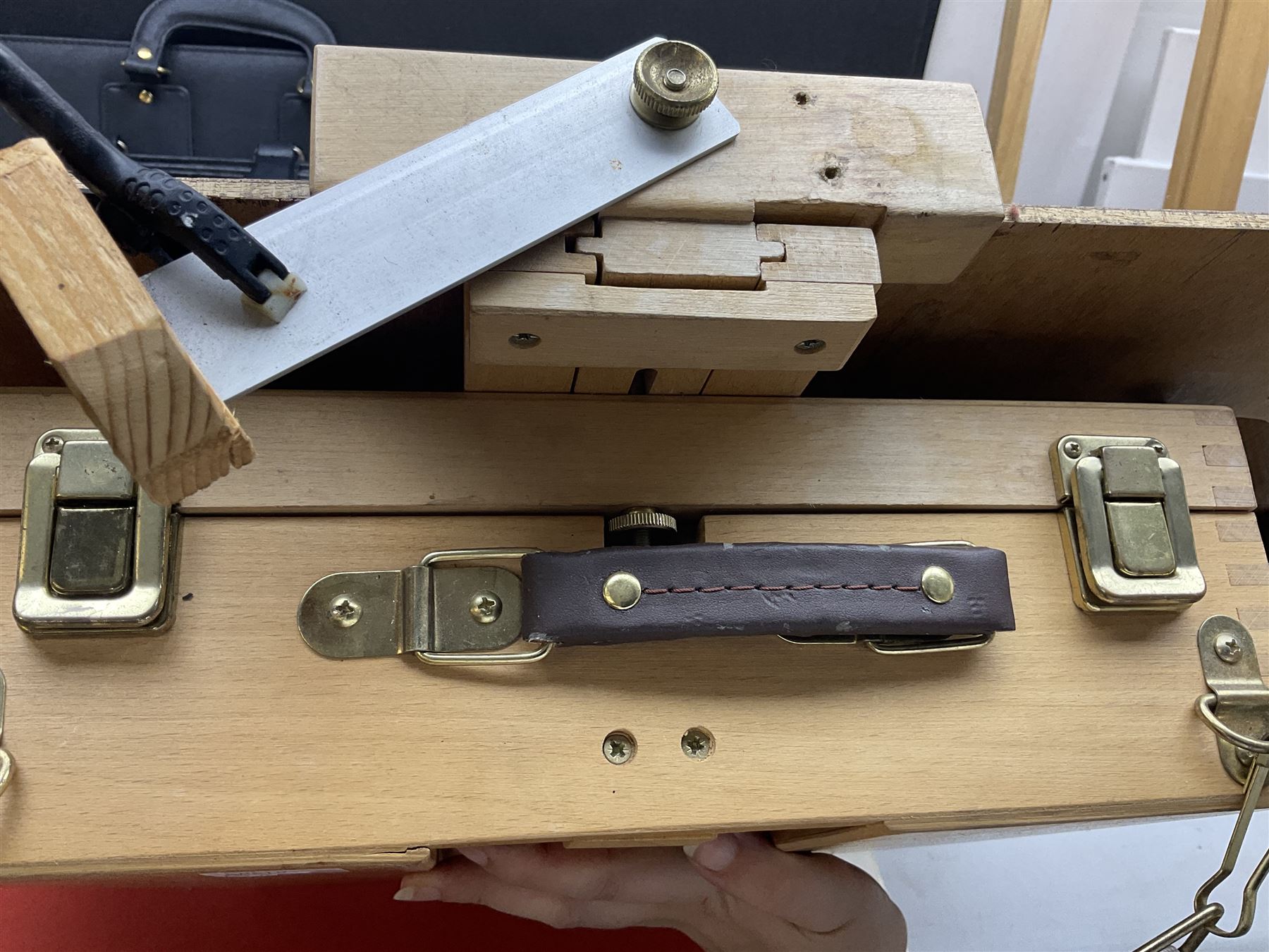 Large quantity of art supplies and equipment to include Crimson & Blake easel, tabletop easel, two large Winsor & Newton canvases and further smaller canvanses, sketchpads, paints etc