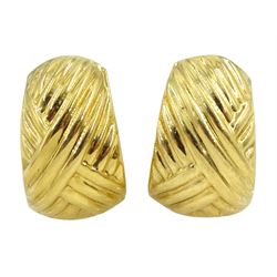 Pair of 18ct gold half hoop stud earrings, hallmarked, approx 7.25gm
