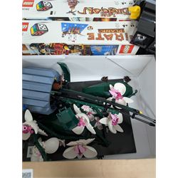 Lego, including partially built Lego Botanicals Orchid, minifigure torch light, five Lego Games including Harry Potter Hogwarts game, Lava Dragon, Pirate Plank, UFO Attack and Meteor Strike 