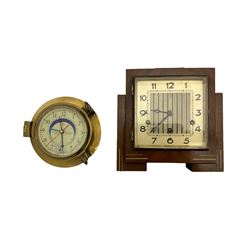 Westminster chiming mantle clock and brass cased ships clock with tidal indications